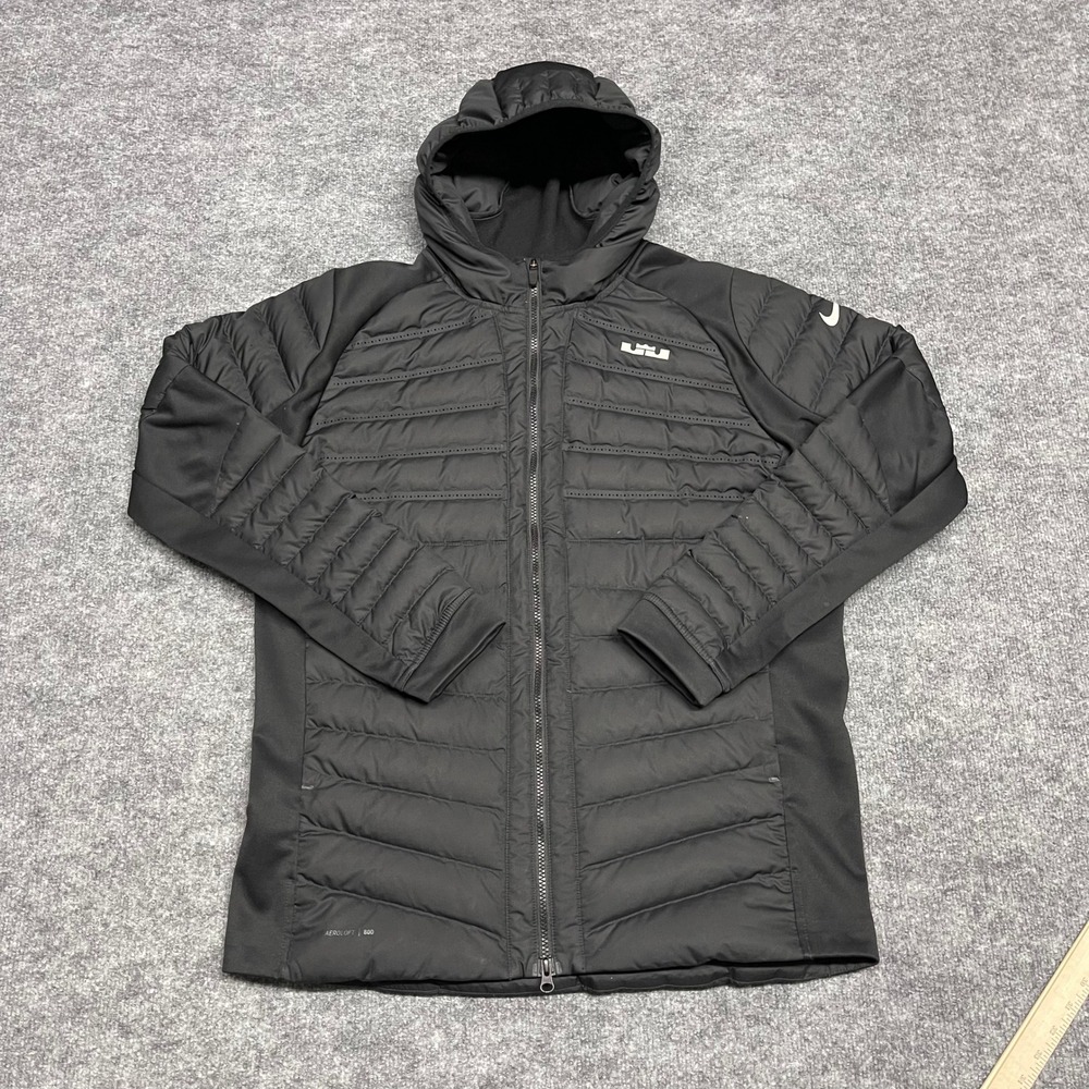 Nike LeBron James Jacket Mens Large Black Aeroloft 800 Hybrid Down Puffer 807974